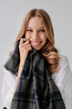 Checks Charcoal 100% Recycled Polyester Scarf