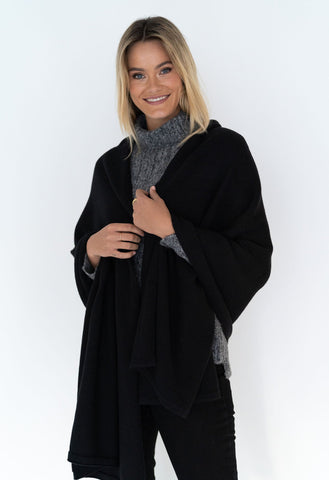 Wide Wrap Cotton Black Scarf ACC Scarves Humidity Lifestyle   