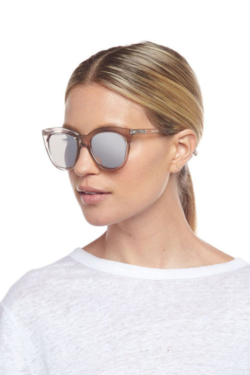 Halfmoon Magic Cat Eye Clear Stone Silver Mirror Lens Sunglasses ACC Glasses - Sunglasses Le Specs   