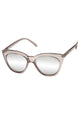 Halfmoon Magic Cat Eye Clear Stone Silver Mirror Lens Sunglasses