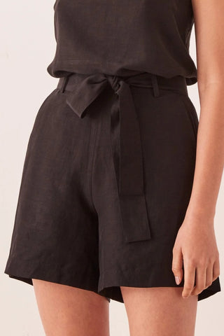 Ivy Black Cupro Tie Waist Short WW Shorts Assembly Label   