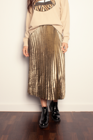 Sunray Bronze Pleated Midi Skirt WW Skirt The Others   