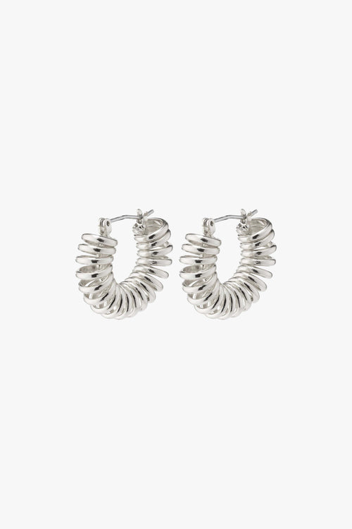 Sara Small Spiral Hoop Earrings Silver ACC Jewellery Pilgrim   