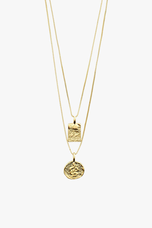 Valkyria Gold Plated Pi Double Chain Necklace ACC Jewellery Pilgrim   