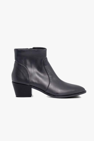 Willow Black Leather Ankle Boot With Side Zip ACC Shoes - Boots Nude   