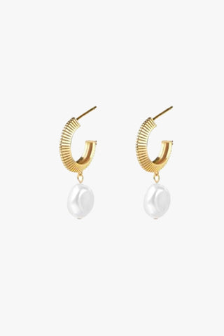Aada Pearl Gold Hoop Earrings ACC Jewellery Silver Linings   