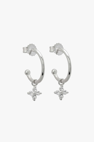 Clover Diamante Sterling Silver Hoop Earrings ACC Jewellery Murkani   