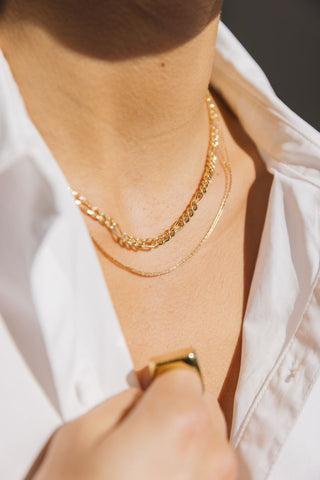 Ultra Fine Double Chain Gold Necklace ACC Jewellery Flo Gives Back 15% to Women In Need   