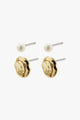 Jola Gold Plated Textured and Pearl EOL Earring Set