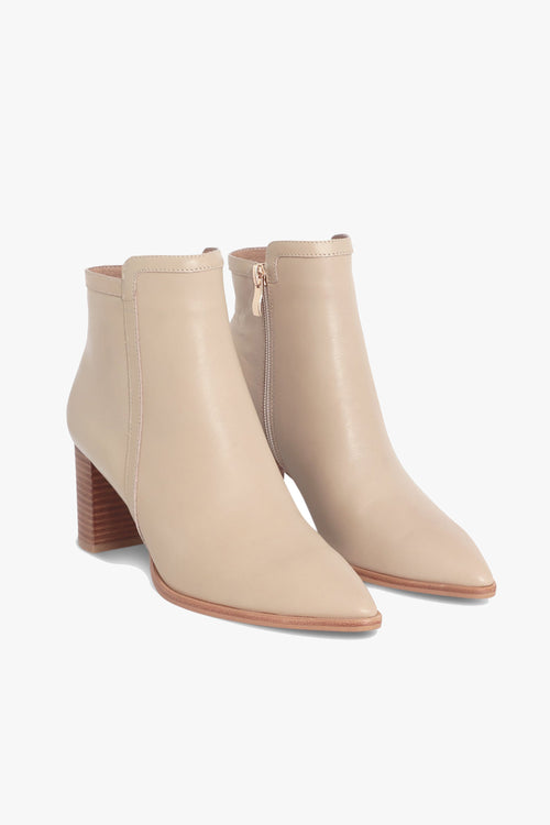 Marlee Mid Heel Bone Ankle Boot ACC Shoes - Boots Nude   