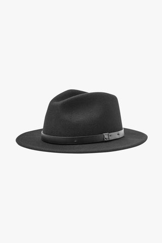 Messer Black Short Brim Black Band Packable Felt Fedora Hat ACC Hats Brixton   