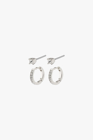 Mille Crystal Hoops and Earstuds 2 in 1 Set Silver ACC Jewellery Pilgrim   