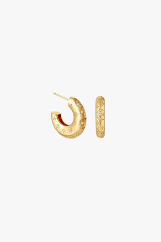 You Are The Moon + Stars Gold Hoop Earrings EOL ACC Jewellery Lindi Kingi   