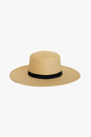 So Boater Natural Hat with Black Ribbon ACC Hats Sophie   