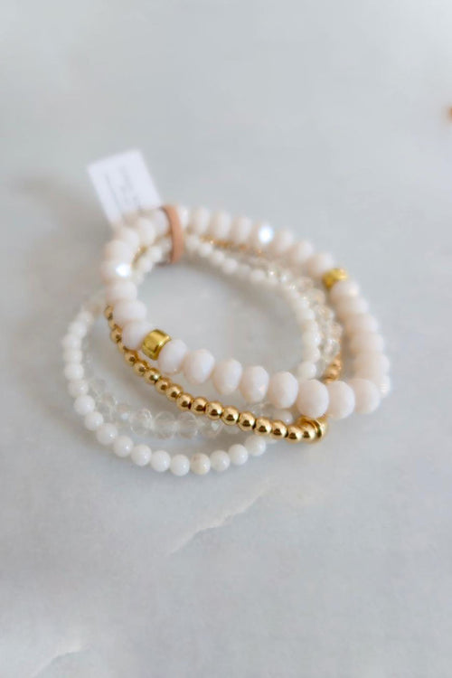 Summer Cream and Gold Bracelet Set ACC Jewellery Lindi Kingi   