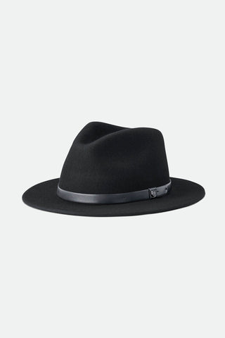 Messer Fedora Black Black Wool Felt Hat ACC Hats Brixton   