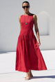 Results Red Linen Structured Sleeveless Maxi Dress