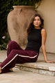 Townie Burgundy Plum Side Stripe Elastic Waist Pants