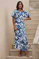 Stage Blue Floral Puff Sleeve Floaty Maxi Dress