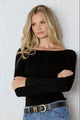 Reciprocal Black Boatneck LS Rib Top