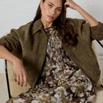 Curation Brown Beige Floral Georgette Puff Sleeve Tiered Maxi Dress