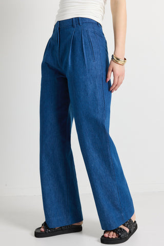 Convergence Chambray Blue Wide Leg Pants