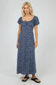 Clarabelle Navy Floral Print Front Tie SS Maxi Dress