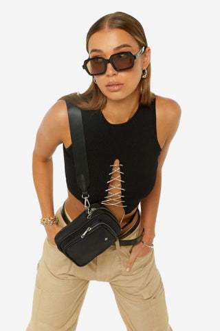 Didi Black Nylon Pocket Silver Hardware Crossbody Bag ACC Bags - All, incl Phone Bags Peta + Jain   