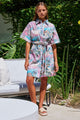 Bora Bora Pink Summer On The Med SS Mini Shirt Dress