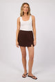 Fern Brown Linen Skort