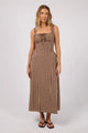 Wynn Brown Gingham Sleeveless Maxi Dress