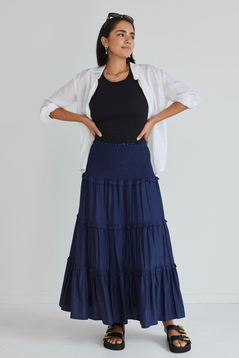 Elastic waist clearance floaty skirt