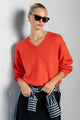 Harvest Blood Orange V Neck Knit Jumper