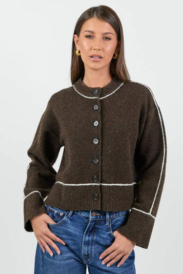 Habitual Chocolate Crewneck Cardigan