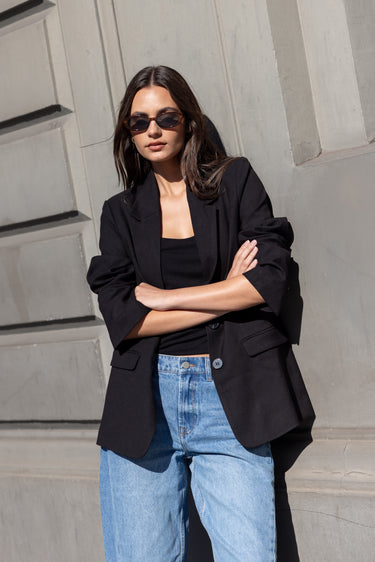Diploma Black Two Button Vent Sleeve Blazer