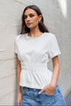 Svelte Ivory Shirred Detail SS Tee