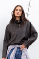 Ensemble Chocolate Faux Leather Funnel Neck Zip Through Jacket