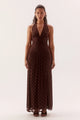 Blyth Chocolate Spot Halter Maxi Dress
