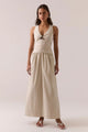Hari Creme Silver Hardware Sleeveless Maxi Dress
