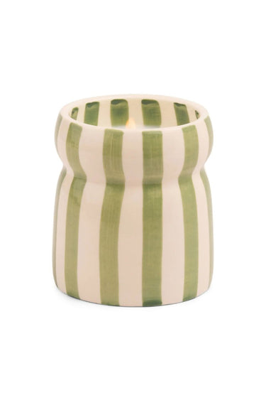 green and white striped candle