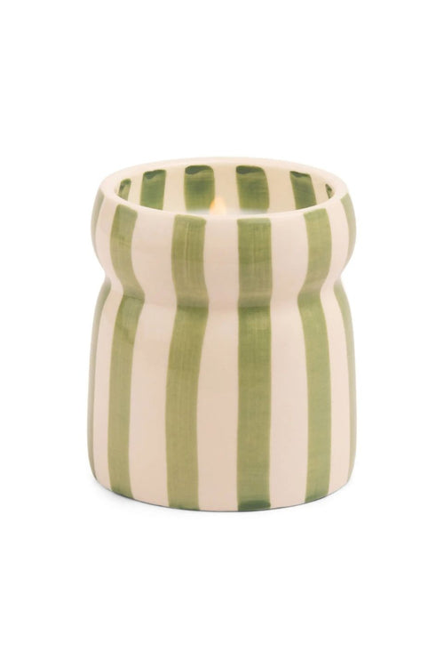 green and white striped candle