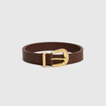 Dark Brown Gold Buckle Leather Belt