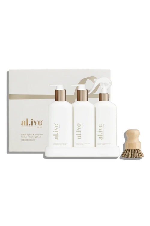 white kitchen supplies set