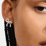 Cassian Recycled Silver Plated Bow Stud Earrings