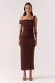Rua Ganache Asymmetric Off Shoulder Maxi Dress