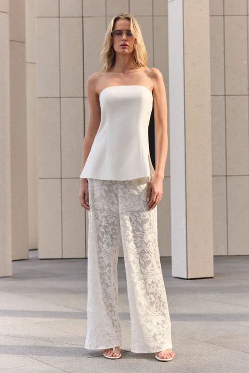 Marseille White Linen Bandeau Top