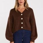 Huddle Chocolate Wool Blend Cardigan