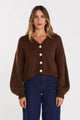 Huddle Chocolate Wool Blend Cardigan