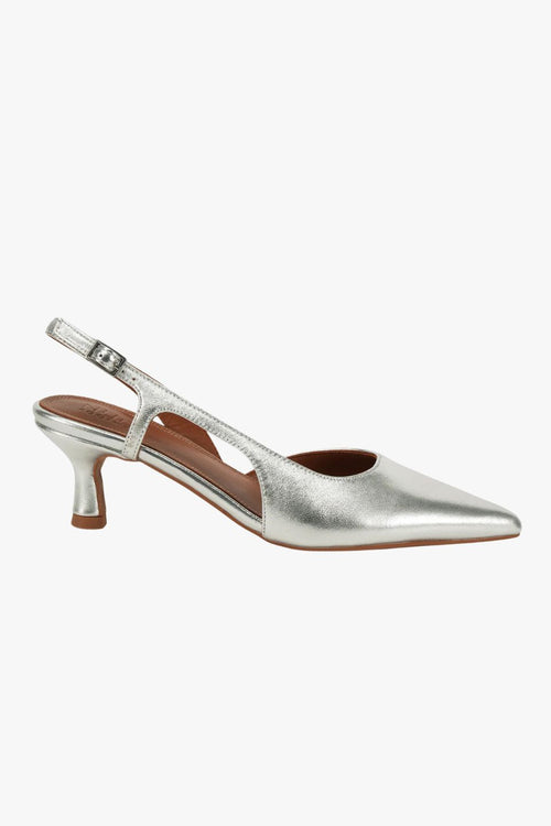 silver kitten heel