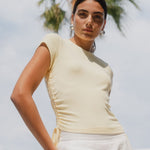 Perfect Lemon Rib Rouched Side Crop Tee